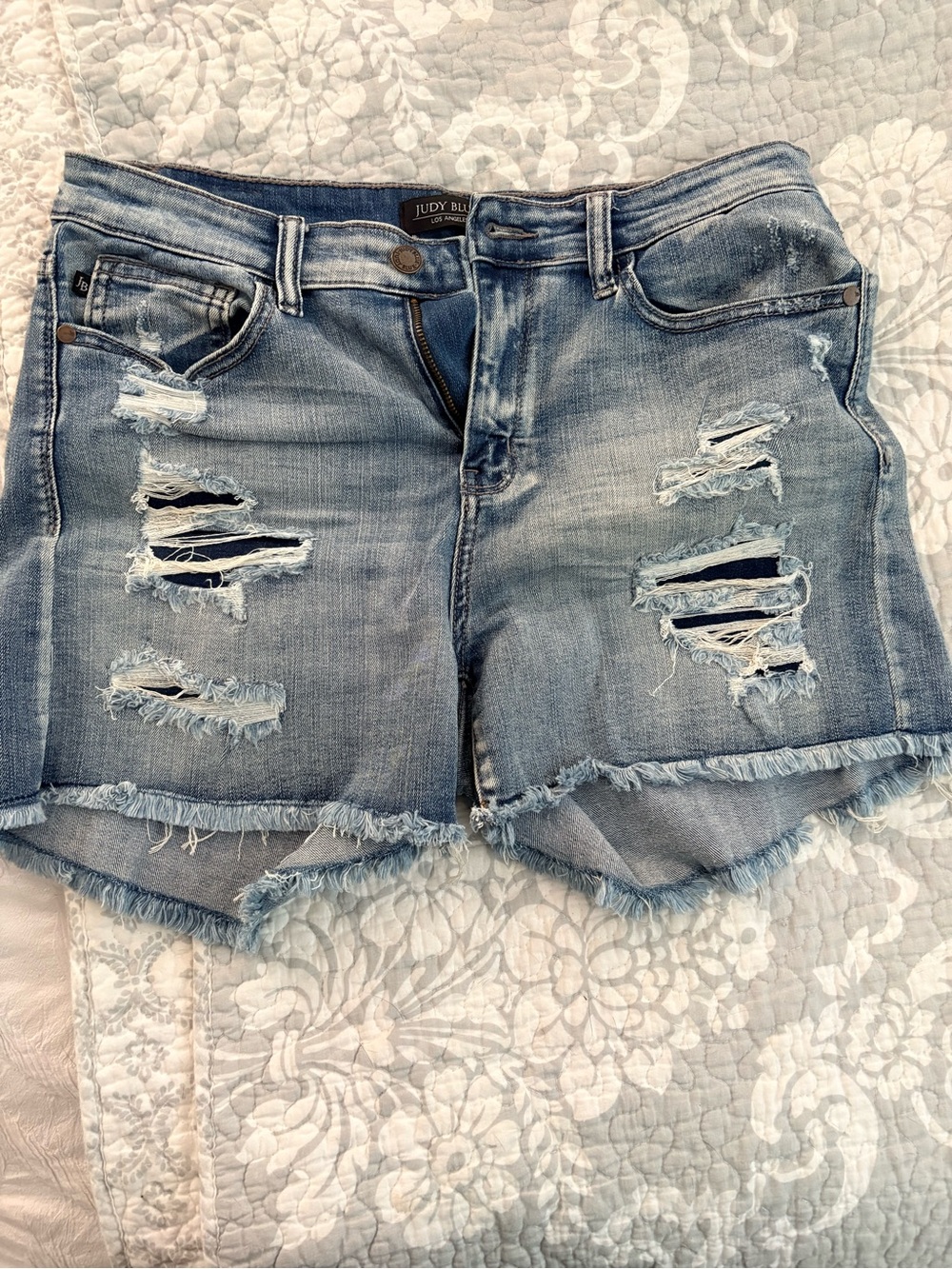 Judy Blue Ripped Light Blue Denim Shorts